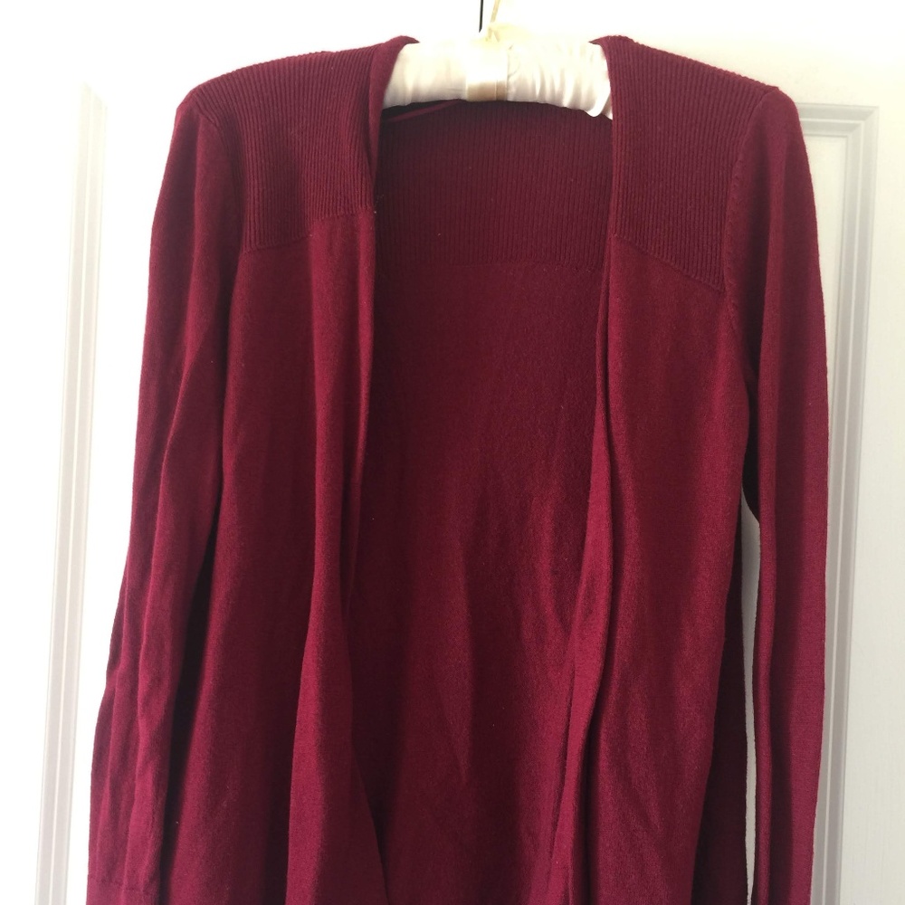 Cranberry colored cardigan, LOFT